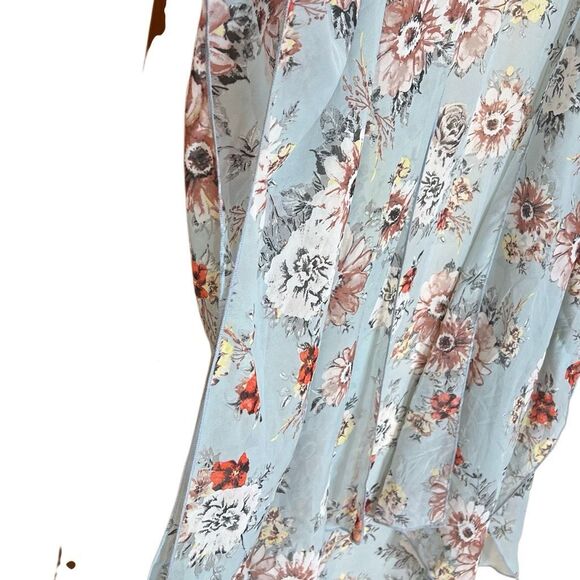 Emory Park Floral Open Front Chiffon Kimono Cardigan Cover-up Multicolor 1XL - Picture 5 of 7